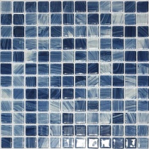 کاشی استخری شیشه ای شطرنجی سفید آبی - زمرد گلس تایل Zomorod Glass Tile