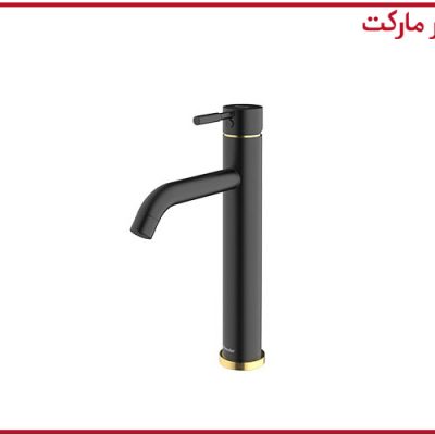 شیر روشویی پایه بلند مارینو مشکی طلا شودر